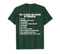 Règles pour Sortir avec ma Fille Papa Cadeaux T-Shirt, Homme, Vert Forêt, M
