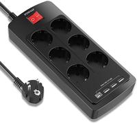 Regleta De Enchufes Con Puerto Usb-C, 6 Tomas De Corriente, 3 Puertos Usb-A Y 1 Puerto Usb-C, Con Interruptor, Adecuada Para El Tr