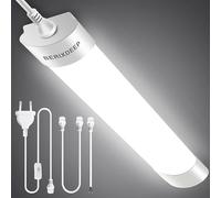 Reglette LED 60cm, 18W 1800lm 4000K Luminaire Plafonnier Étanche IP65, Connectable Tube LED avec Interrupteur pour locaux humides, Atelier, Garage, Plafond, Bureau, Hangar, Cuisine, Naturel Blanc