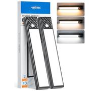 Reglette Led Cuisine Luminosité Réglable, 40 LED Lumière Cuisine Sous Meuble à Détecteur de Mouvement, Éclairage de Vitrine LED Sans Fil pour Cuisine Placard Armoire Escalier (3 Couleurs, 22,5 cm)