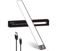 Reglette Led Cuisine Rechargeable Usb, 40 Cm Dimmable 3600Mah Lampe Led Placard Detecteur Mouvement Barre Led Sous Meuble Sans Fil Bande Lumineuse Capteur De Mouvement Veilleuse Pour Armoire, Noir