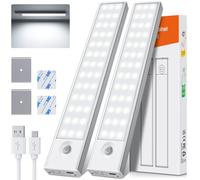 Reglette LED Cuisine Sous Meuble[Lot de 2], Lampe LED Rechargeable USB, Sans Fil Lampe de Placard à Détecteur de Mouvement Interieur Lumiere Placard Eclairage Veilleuse pour Escalier Couloir Armoire