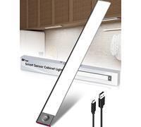 Reglette LED Cuisine Sous Meuble Rechargeable USB, 2500mAh 40cm Dimmable Lampe Placard Detecteur de Mouvement Barre Sans Fil Lumiere Capteur PIR a Pile pour Escalier Interieur Armoire