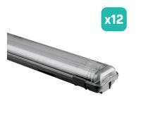 Réglette LED - Double Tube 2 x 18W - IP65 Etanche - Blanc - 3400 Lumens - 4000K - 120CM - Lot de 12