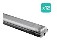 Réglette LED - Double tube 2 x 20W - IP65 Waterproof - 2 x 2100 Lumens - 4000K - 150CM - Lot de 12