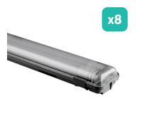 Réglette LED - Double tube 2 x 20W - IP65 Waterproof - 2 x 2100 Lumens - 4000K - 150CM - Lot de 8