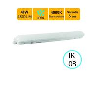 Réglette LED étanche 1200mm 40W 4800 LM 4000K IP65 - interconnectable