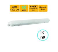 Réglette LED étanche 1200mm 40W 4800 LM 6500K IP65 - interconnectable
