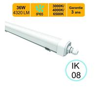 Réglette LED étanche IP65 36W 4320lm - 3CCT - traversant - garantie 3 ans