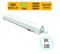Réglette LED étanche IP65 50W 6000lm - 3CCT - traversant - garantie 3 ans