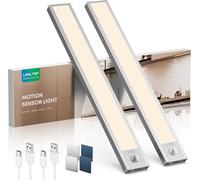 Reglette Led Lampe Cuisine Sous Meuble Avec Detecteur De Mouvement Interieur - 21Cm 1500Mah Lumiere Placard Sans Fil Rechargeable Pour Dressing Escalier Armoire 2 Pack