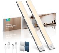 Reglette LED Lampe Cuisine sous Meuble avec Detecteur de Mouvement Interieur-40CM 2200mAh Lumiere Placard sans Fil Rechargeable pour Dressing Escalier Armoire2 Pack