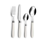 Amefa Ménagère 16 couverts Pradel Essentiel – Acier inox 18/0, finition standard – Réglisse/Crème