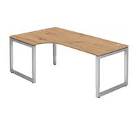 REGO 82 S | Bureau - 200 x 120 réglable en hauteur Chêne Cendré/Argent