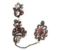 Régue à deux doigts turcs réglables pour les femmes de fête en résine noire creux de la conception de fleurs vintage anel bijoux