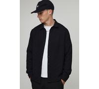 Regular Fit Jacquard Collared Shirt homme - noir - XL, noir