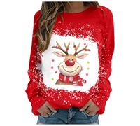 Regular Fit Pullover Christmas Women's Christmas Fashion Tops Christmas Breathable Tops Without Hood Christmas Sweater Snowflake Print Long Sleeve Xmas Sweatsh (Brick Red, XXL)