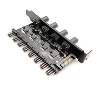 Régulateur de boîtier PC 12 V - Répartiteur de ventilateur de refroidissement - Bouton de moyeu pratique - 1 à 3 8 voies - Adaptateur 4 broches 3 broches
