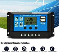 Régulateur de Charge de Panneau Solaire 12V 24V 10A type PWM avec 2 ports USB Écran LCD pour Batteries Plomb-acide