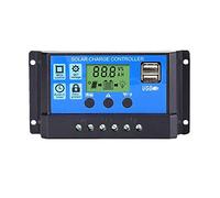 Régulateur de charge solaire, 12/24 V, panneau solaire, contrôleur intelligent, avec écran LCD 5 V, double port USB (10 A)