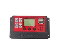 Régulateur de charge solaire 12 V/24 V avec écran LCD, double port USB et CC, contrôleur PV 10 A/20 A/30 A pour batteries plomb-acide, protection contre les surcharges (10 A)