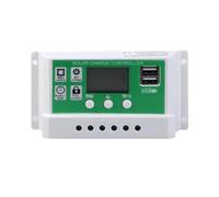 Régulateur de charge solaire, Contrôleur De Charge Solaire 10A/20A/30A 12V 24V Contrôle De La Lumière Batterie Au Lithium Affichage LCD Chargeur De Panneau Solaire Double USB(10A)