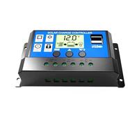 Régulateur de charge solaire, Contrôleur De Charge Solaire Contrôleur De Panneau Solaire 12V/24V Affichage LCD Réglable Régulateur De Batterie De Panneau Solaire(10A)
