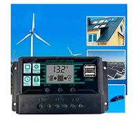 Régulateur de charge solaire, MPPT Solar Charge Controller PWM 10A-100A Solar Power Intelligent Regulator 12V 24V Auto Dual USB LCD Display Load Discharger(40A)