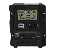 Régulateur de Charge Solaire PWM 20A, Double USB, Affichage LCD, Protection Multiples - Contrôle Intelligent, Usage Domestique et Panneaux Solaires (30A)