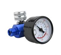 Régulateur de compresseur d'air G1/4 Vanne de contrôle de pression pneumatique avec jauge adaptable 0-180 PSI Gadget de régulation du débit d'air pour machine de peinture en aérosol et aérographe (A)