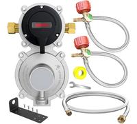 Régulateur de gaz propane LP à changement automatique en 2 étapes avec 2 tuyaux de propane de 45,7 cm avec jauge et régulateur de tuyau en acier inoxydable tressé de 1,2 m, double régulateur de