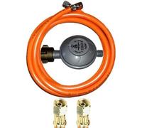 Régulateur de pression 30 mbar + tuyau de gaz propane de 300 cm (3 m) avec 2 x écrou de jonction gauche de 1/4 pouce