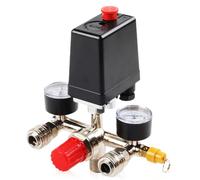 Régulateur de Pression Compresseur d’Air 220V avec Pressostat, Manomètre, Soupape de Sécurité et Raccords, 90-120 PSI 1/2" Valve de Contrôle pour Compresseur Pneumatique