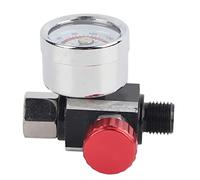 Régulateur de pression d'air 1/4 pouce BSPP Valve en alliage d'aluminium 0-10 bar 0-140 psi Régulateur de pression d'air réglable pour outils pneumatiques Manomètre aérographe (Argent)