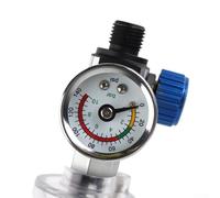 Régulateur de pression d'air avec jauge pour pulvérisation, vanne de contrôle de débit 0-140 PSI avec raccord 1/4 pour raccord NPT, accès compresseur d'air en métal (bleu)