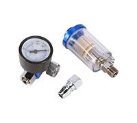 Régulateur de pression d'air, jauge de régulateur d'air pour pistolet pneumatique à pulvérisation de filetage 1/4 po + séparateur de filtre à huile et à eau en ligne