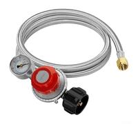 Régulateur de propane avec manomètre, de propane réglable haute pression 0-30 PSI, acier inoxydable pour tuyau tressé et grill à gaz Régulateur LP pour la cuisine en plein air, 20x19x6cm (1,5 m)