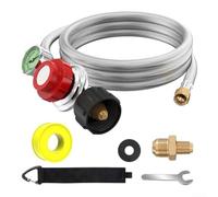 Régulateur de propane réglable avec tuyau de 1,5 m et jauge de 0 à 30 PSI pour cuisinière à gaz et chauffage avec raccord évasé de 3/8 et design résistant aux intempéries
