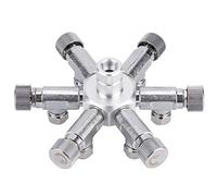 Régulateur de Séparateur de Poisson CO2, Distributeur Séparateur en Alliage en Alliage Aluminium avec Sorties Voies Multiples, Matériaux Premium, avec une Valve à Aiguille Individuelle pour un CO2