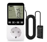 Régulateur de température - Prise 230 V - Avec sonde - Hygrostat numérique - Régulateur d'humidité avec alarme - Pour humidificateur, déshumidificateur et terrarium