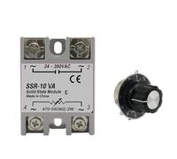 Régulateur de tension de relais statique SSR-10VA SSR-25VA SSR-40VA Sortie AC24-380V + potentiomètre for contrôleur de température PID(No Potentiometer,SSR-60VA)