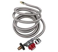 Régulateur haute pression réglable avec manomètre en acier inoxydable pour tuyau tressé 1,5 m 3,7 m Équipement de cuisson en plein air Prévention des fuites de gaz 0-30 PSI Installation facile Blanc