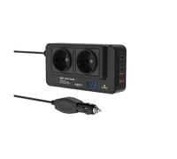 Régulateur Puissance De Voiture pour Camping Onduleur de Voiture 200 W, Adaptateur Prise Courant 12 V CC à 220 CA avec 4 USB, Chargeur Automatique Double