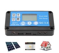 Régulateur Solaire Avec Affichage LCD - Contrôleur De Charge Étanche 12V/24V, Double Sortie USB Pour Dispositifs Électroniques | Réglages Personnalisables Pour Systèmes Solaires Domestiques
