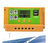 Régulateur Solaire - Régulateur Intelligent 30A Avec Affichage LCD - Contrôleur De Panneau Solaire Double USB 12V/24V,Pour Mobiles PC Batteries Camping-Car Protection Contre La