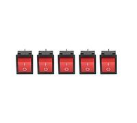 Regun 5 pièces Interrupteur à bascule, 30A 120V AC 250V AC Type Bateau Commutateur à Bascule 4 Broches ON/OFF, rouge avec LED, Facile à Contrôler L'équipement électrique (5 PCS)