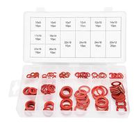 Regun rondelle en fibre assortiments, 150 pièces 14 Tailles Kit de Rondelles Plates en Fibre de Papier en Acier Rouge, Rondelle Isolante Assortie Avec Boîte