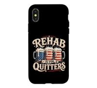 Rehab is for Quitters Funny USA Beer Drinking Humour Coque pour iPhone X/XS