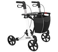 Rehasense Deambulateur 4 roues pliable leger - Pour personnes âgées - aide à la marche - Rollator Server L blanc - Pliable - Réglable en Hauteur - Rollators haut de gamme très légers