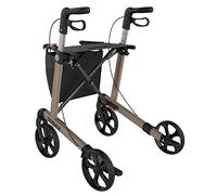 Rehasense Deambulateur 4 roues pliable leger - Pour personnes âgées - aide à la marche - Rollator Server L champagne - Pliable - Réglable en Hauteur - Rollators haut de gamme très légers